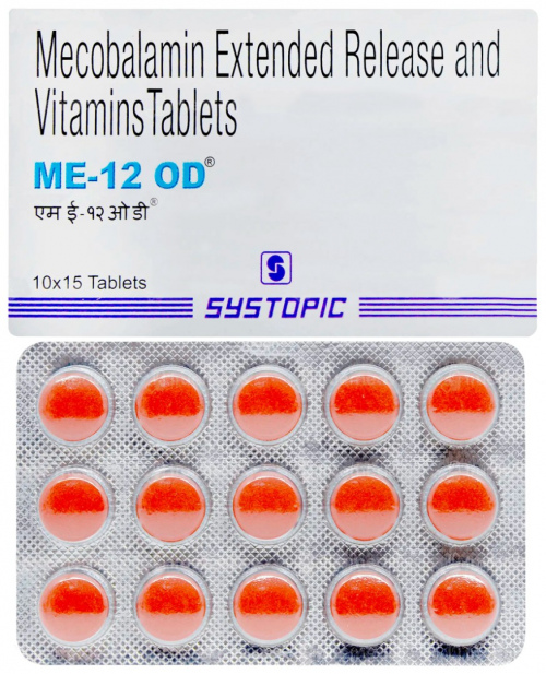 ME-12 OD 15TAB (Methylcobalamin 1500mcg + Vitamin B6 Pyridoxine 20mg + Folic Acid 5mg)